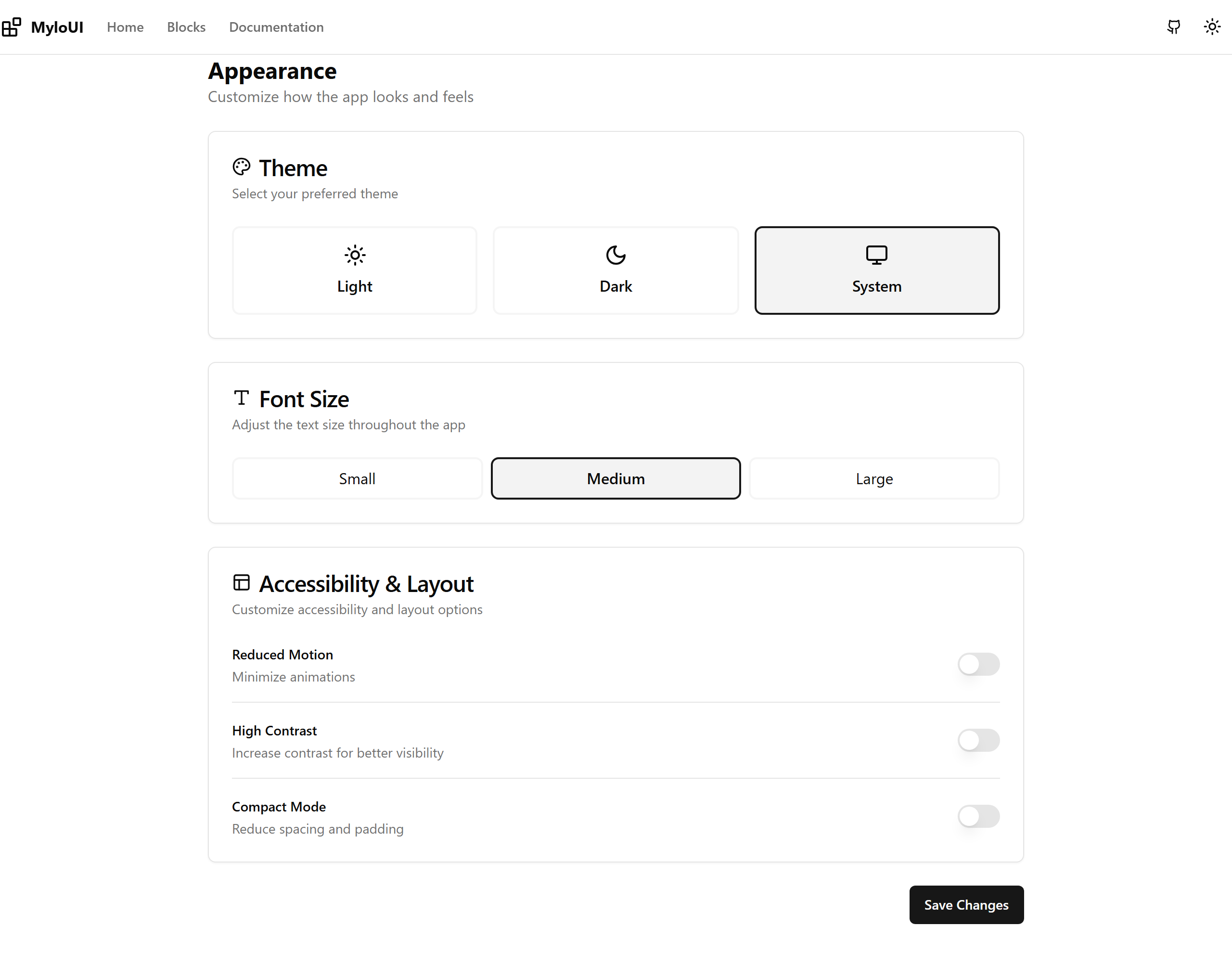 Settings - Appearance