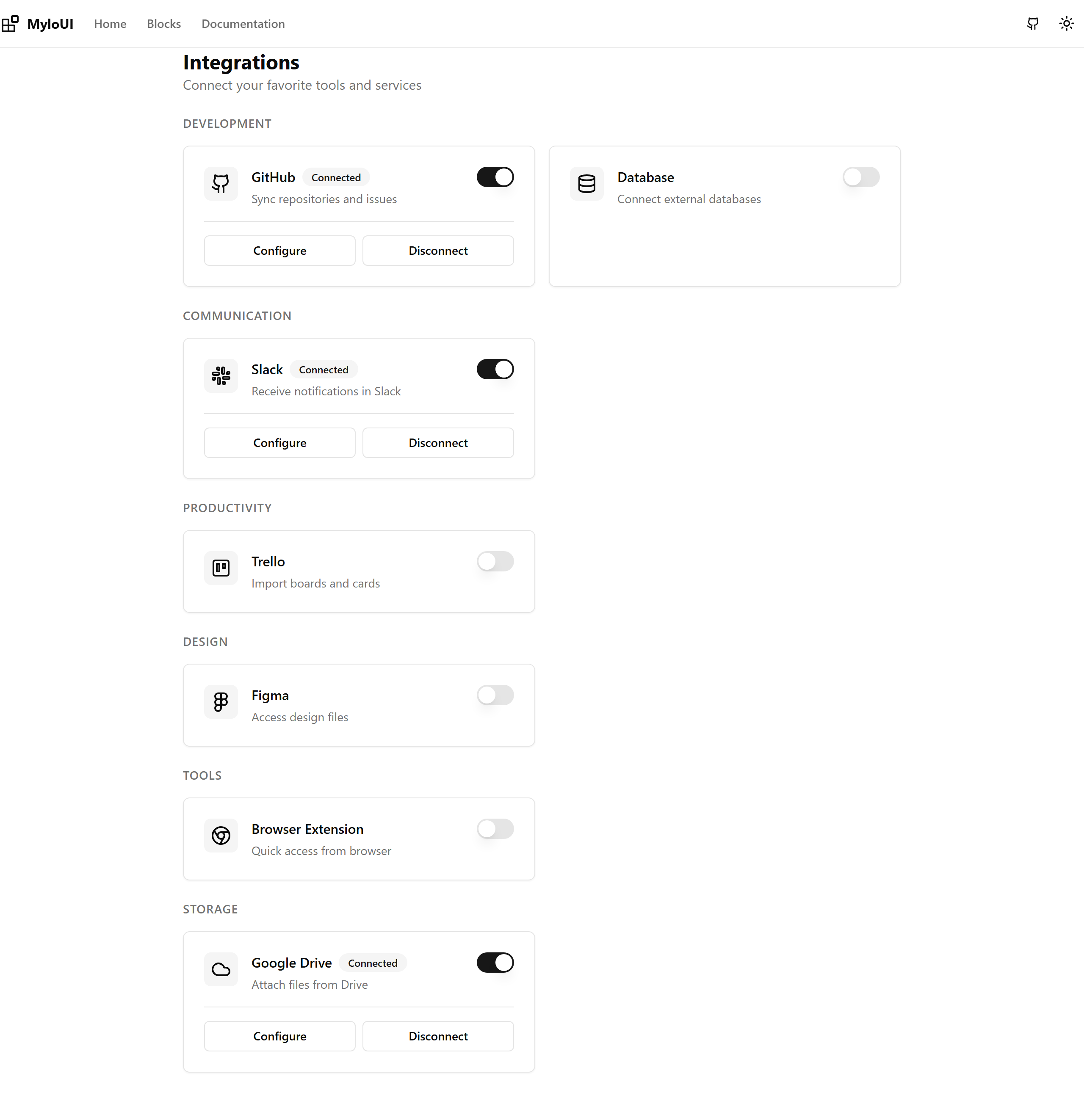 Settings - Integrations