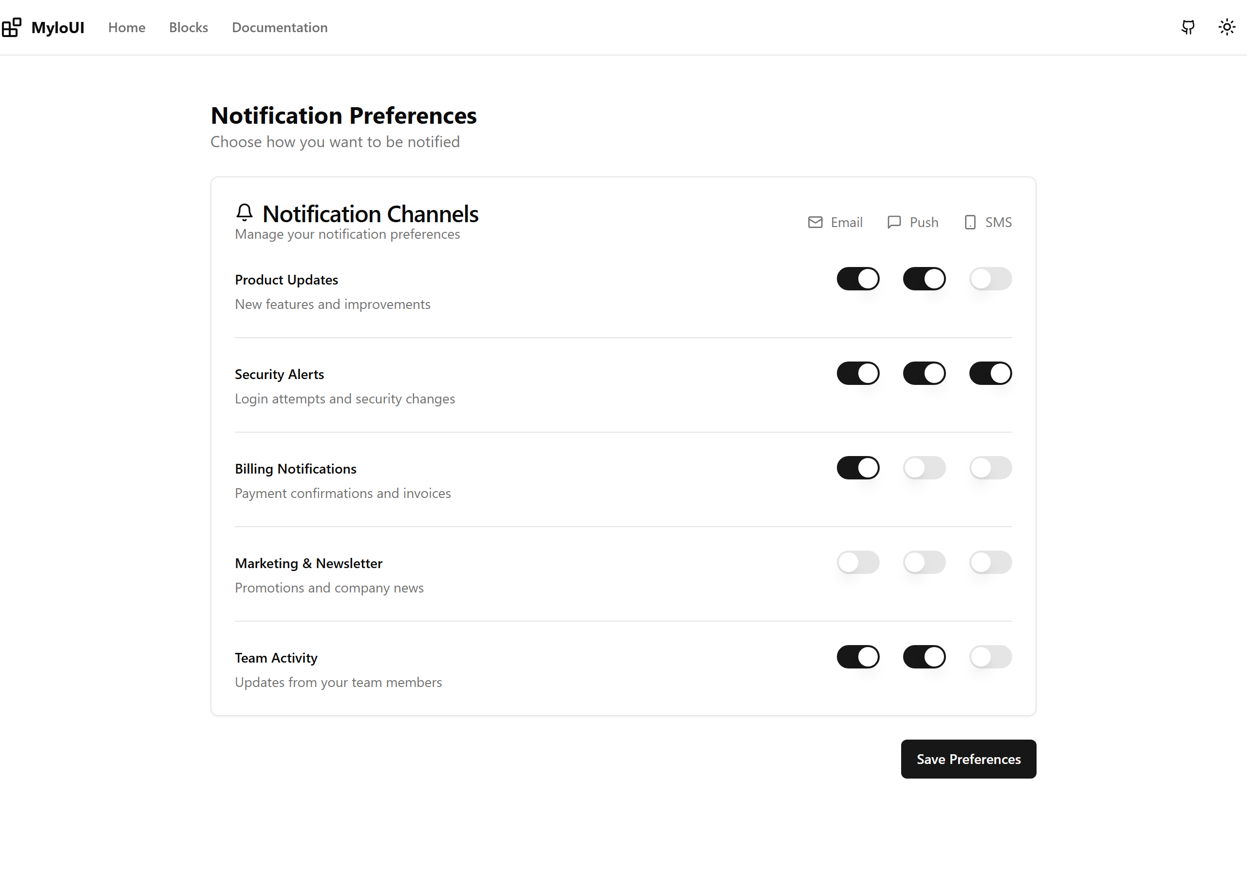 Settings - Notifications
