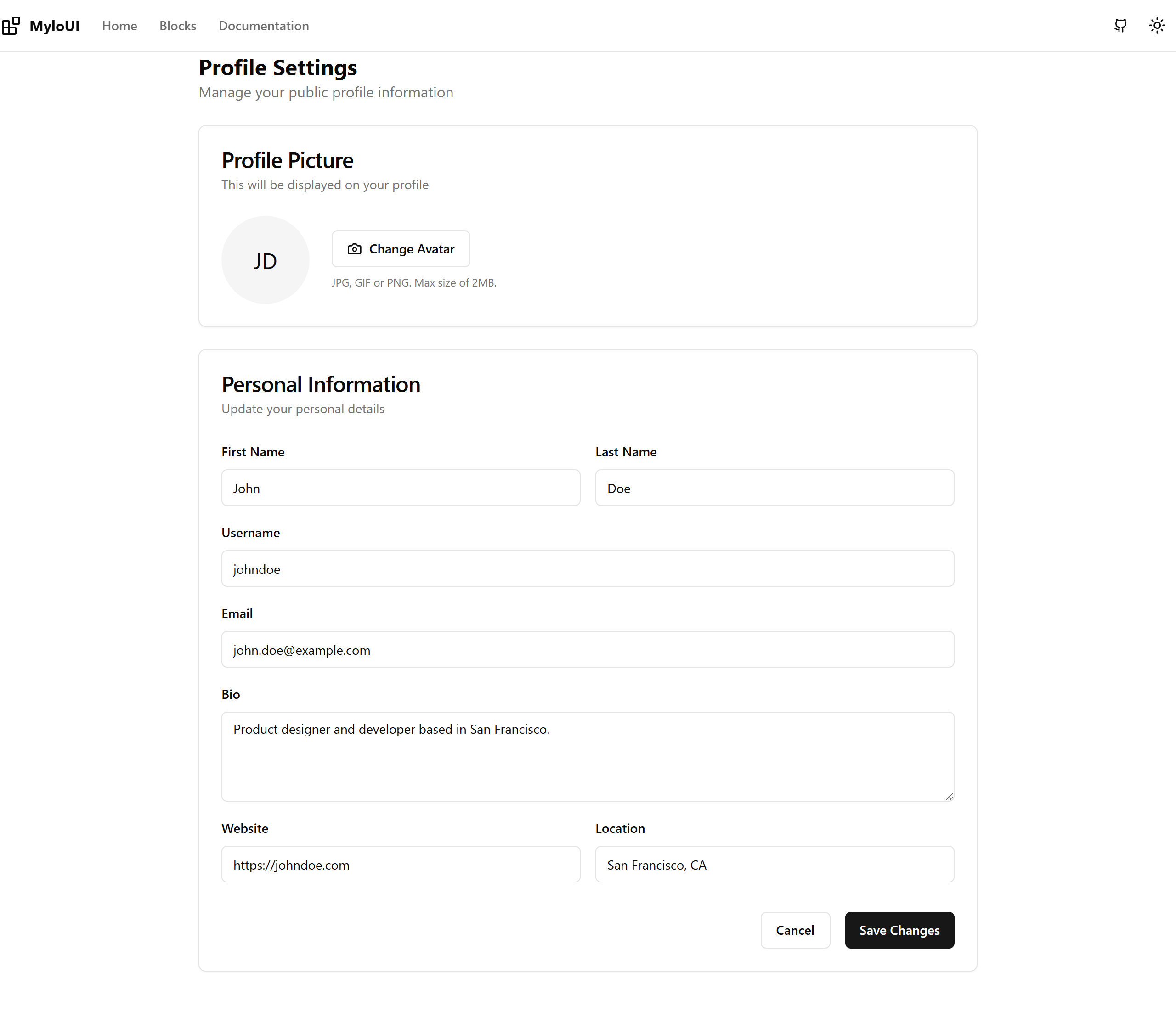 Settings - Profile