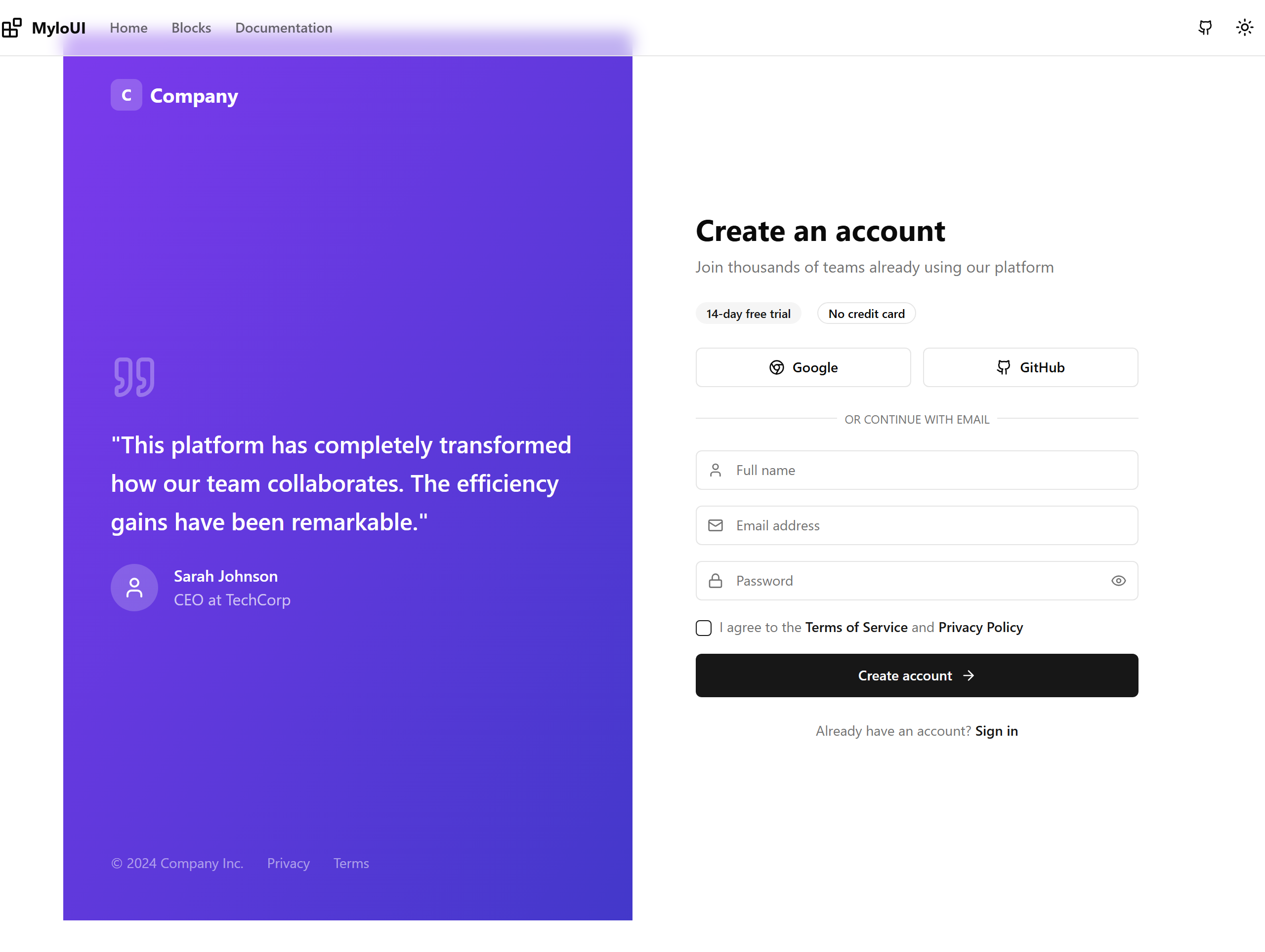 Split Signup